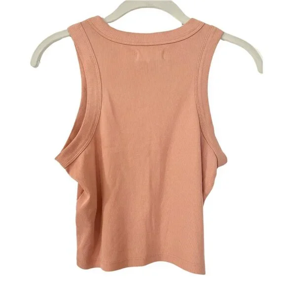 Madewell Brightside Crop Tank in Antique Coral, Size XS - Picture 4 of 5